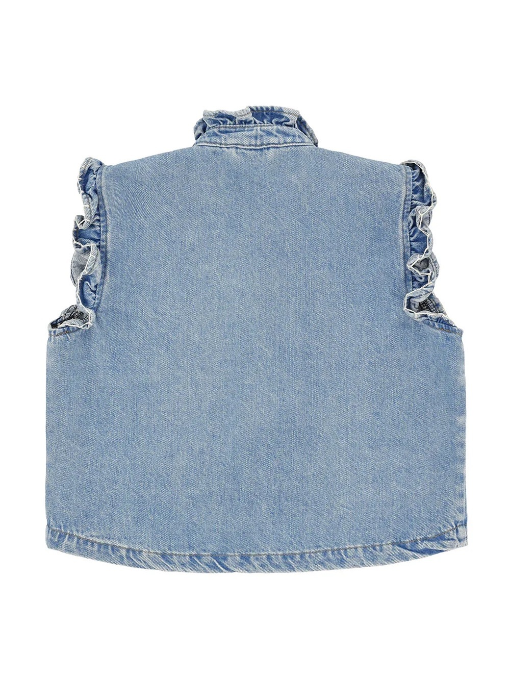 Free People Ruffled Sleeveless Denim Vest in Light Blue - Women - Picture 3 of 7